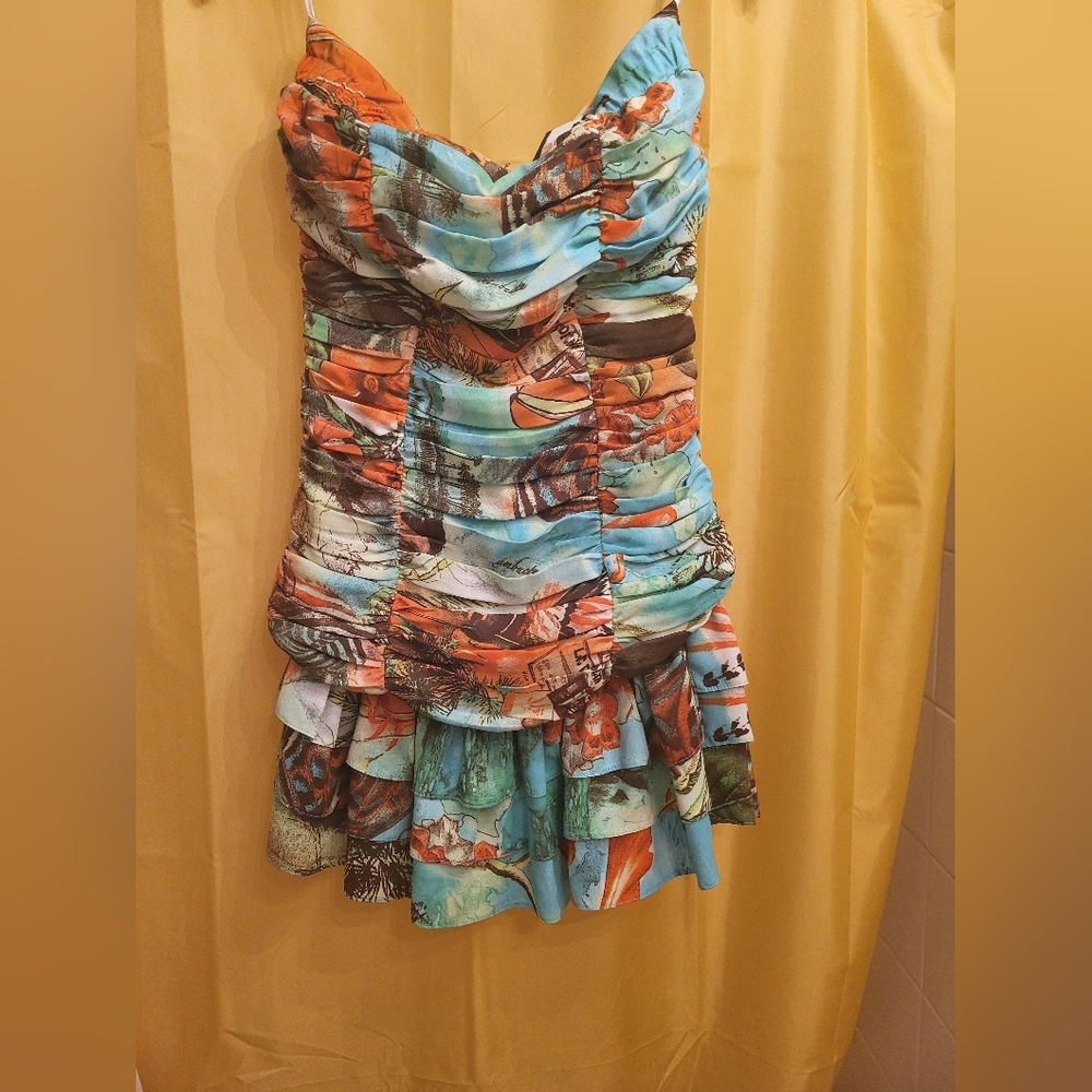 FARM Rio (Brazil) , Strapless Printed Mini Dress. Size/S. - Picture 2 of 7